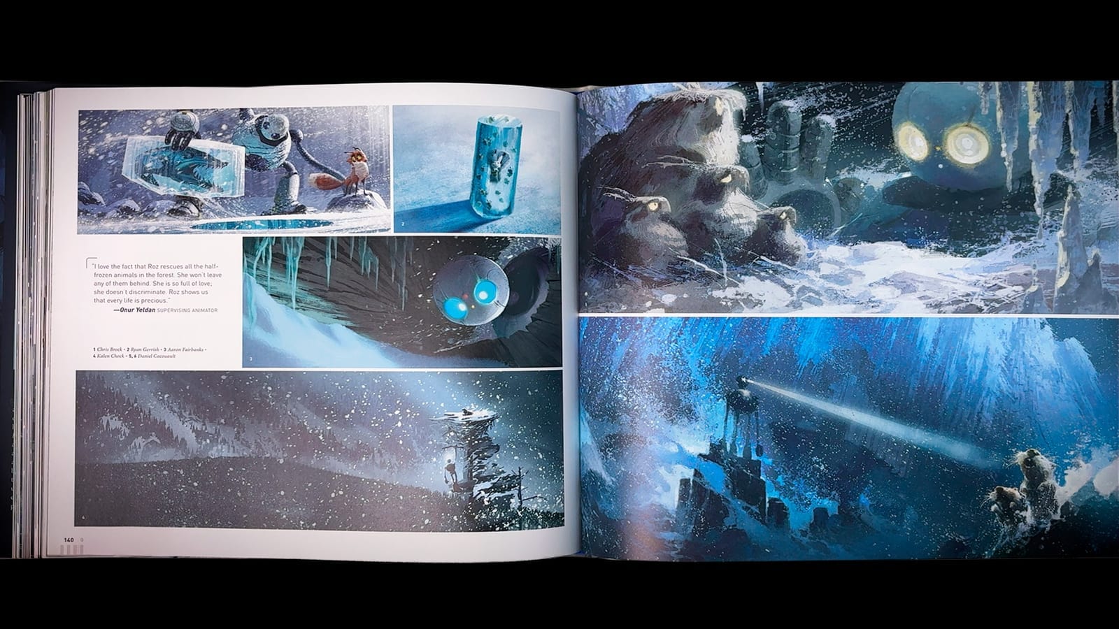 Character design pages for Roz and the animals of The Wild Robot