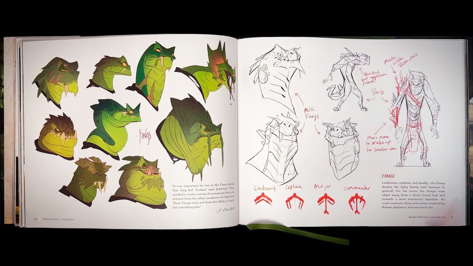Character design pages for the Igiby family and the Fangs of Dang