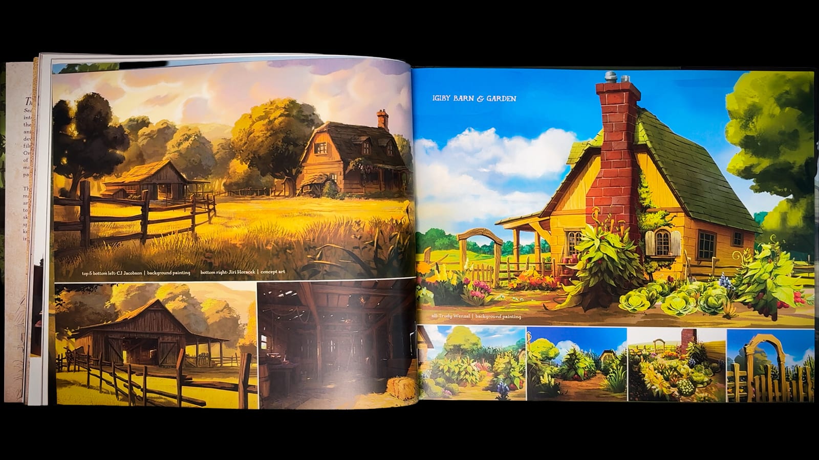 Painterly environment art of Glipwood and Aerwiar from The Art of The Wingfeather Saga