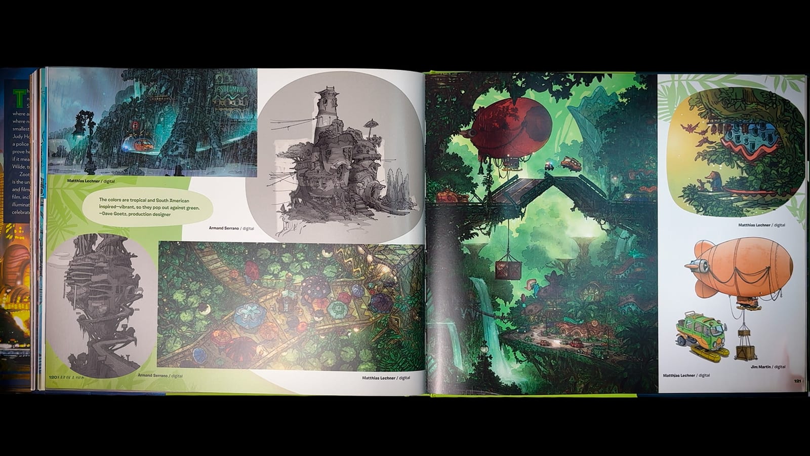 The Art of Zootopia book spread — Rainforest District concept art