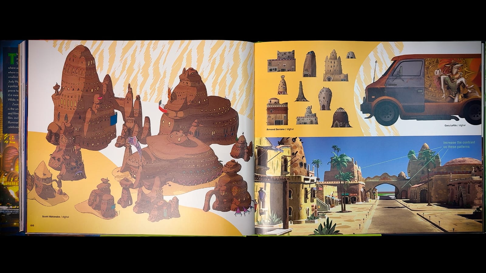 The Art of Zootopia book spread — Sahara Square concept art